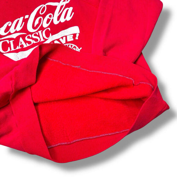 VTG 80/90s Coca-Cola Classic Sweathsirt Puff Print Size M Red Catch the Wave Y2K - Picture 7 of 10